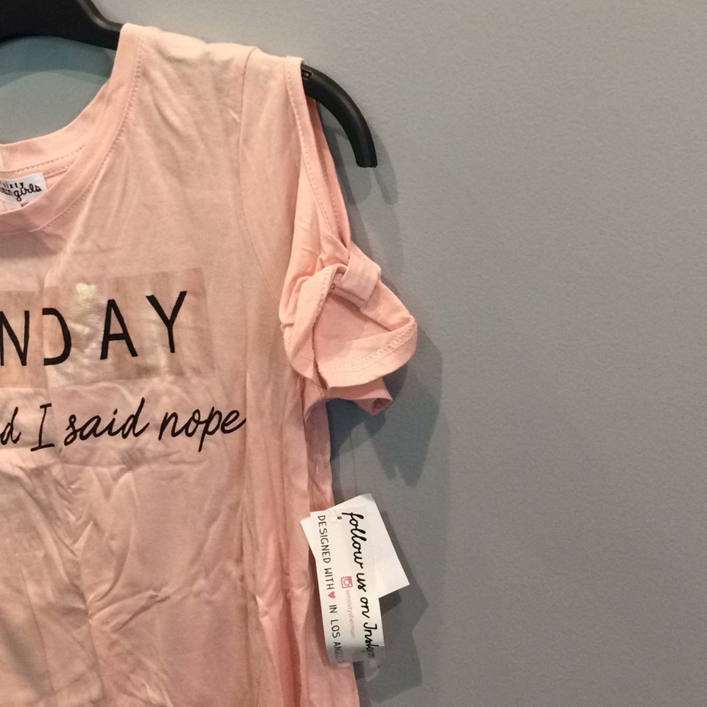 Ten Sixty Sherman “Monday Called and I Said Nope” Cold Shoulder Tee Girls XL - Picture 4 of 8